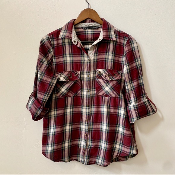 Zara Tops - Zara Basics Plaid Button Down Shirt